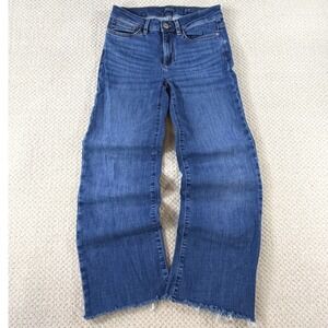 Wide Leg Jeans J. Jill Womens 2P Blue Denim Raw Hem Mid Rise Medium Wash Petite